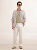 Loose Fit Solid Textured Trouser | White