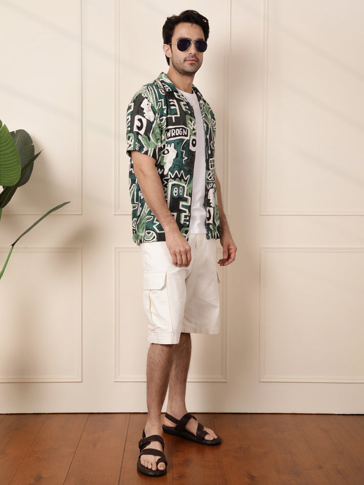 AOP Fluid Viscose Shirt | Green