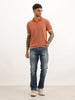 Textured Slim Fit Flatknit Polo T-Shirt | Beige