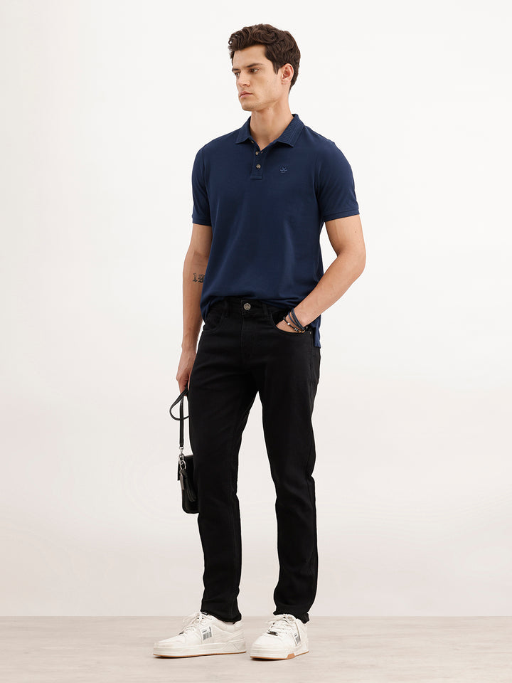 Solid Slim Fit Denim Jeans  | Black