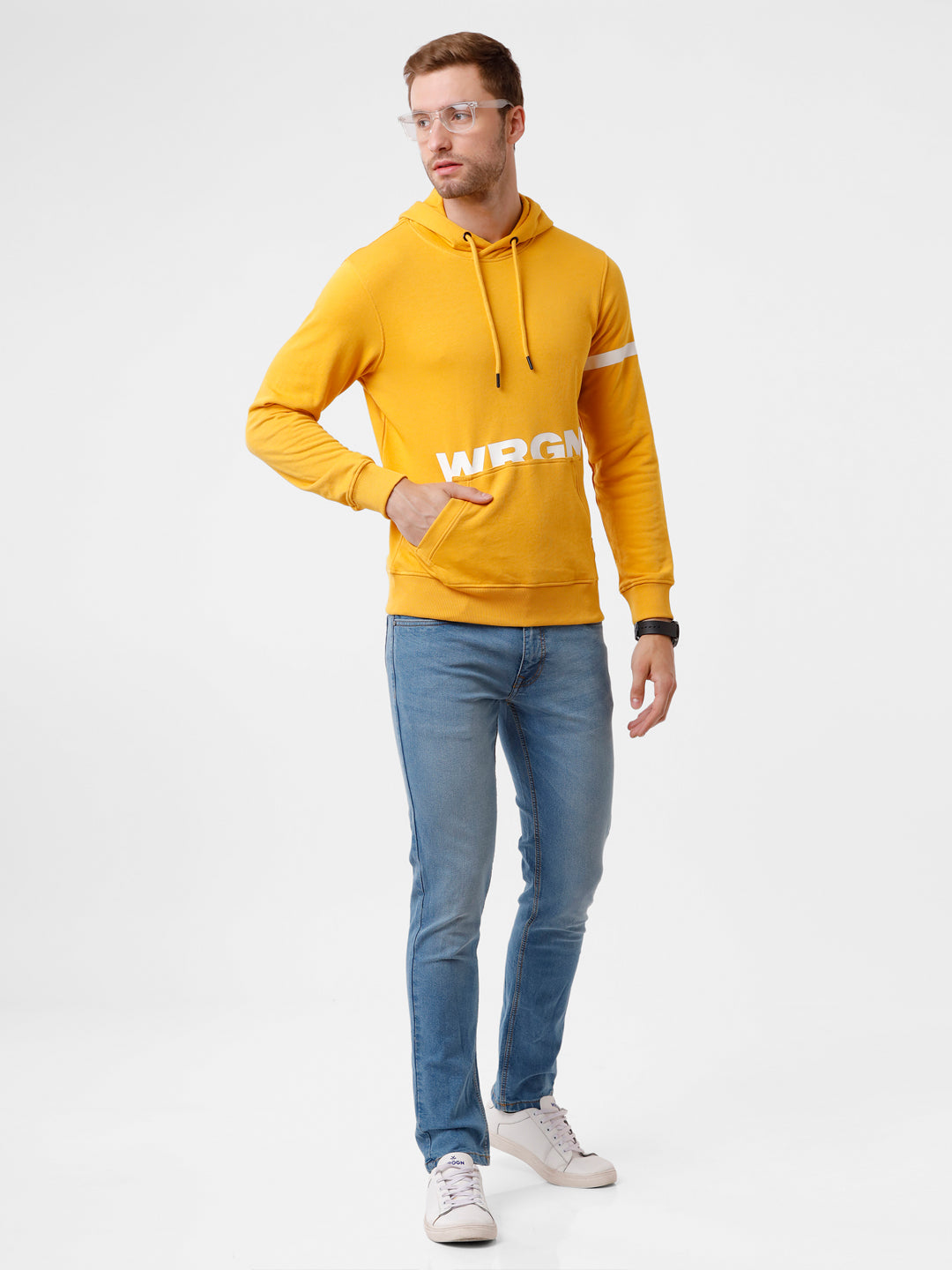 Mustard Fleece Casual Sweatshirt