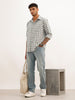 Slim Fit Textured Checked Shirt | Green