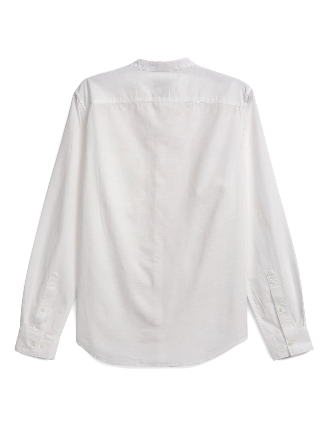 White Slub Mandarin Collar Shirt