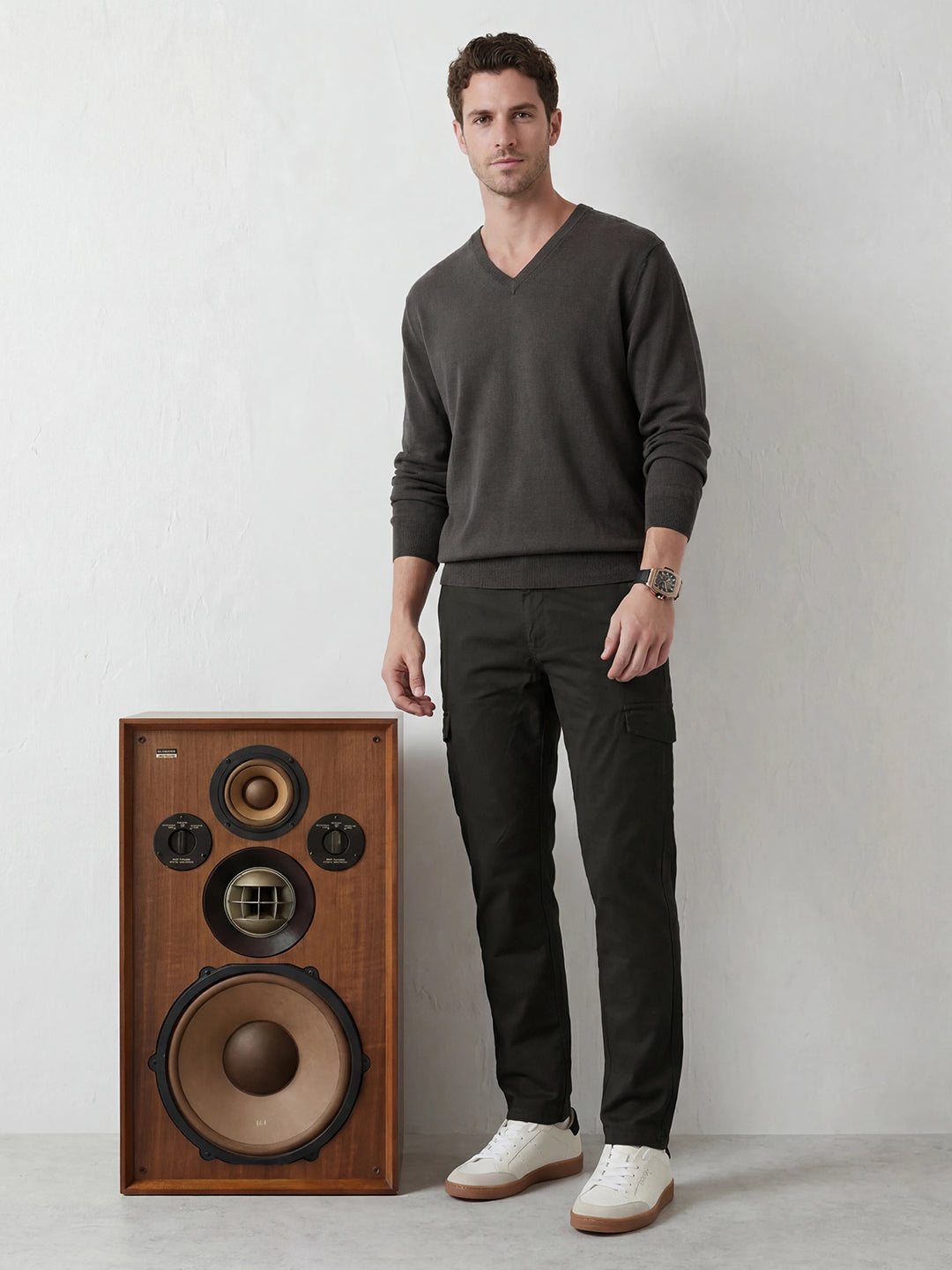Straight Fit Solid Cargo Trouser | Olive