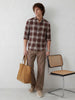 Comfort Fit Checkered Shirt | Brown