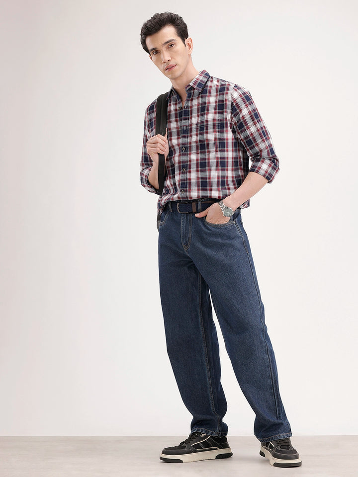 Regular Fit Checkered Shirt | Blue