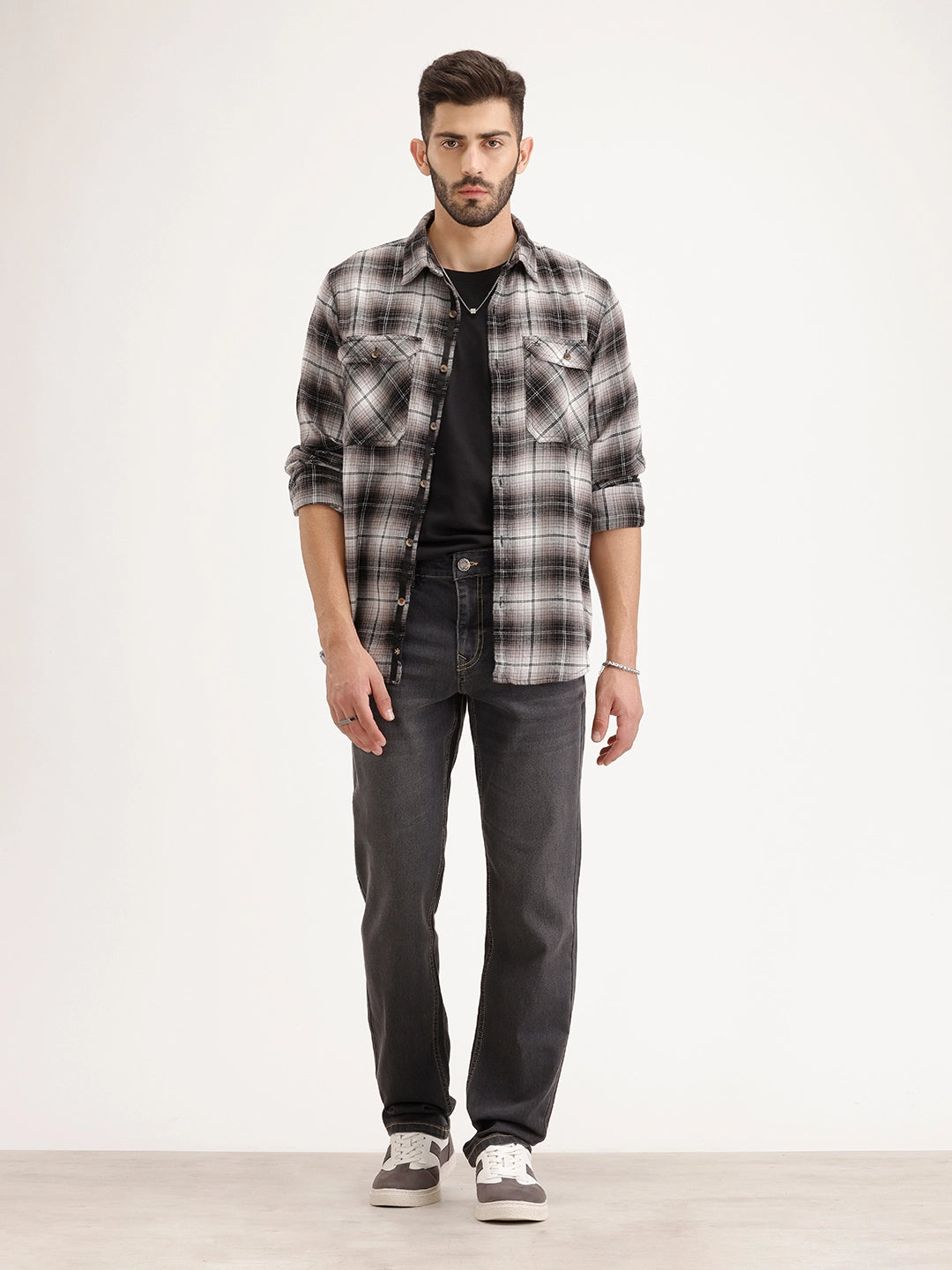 Straight Fit Denim Jeans | Grey