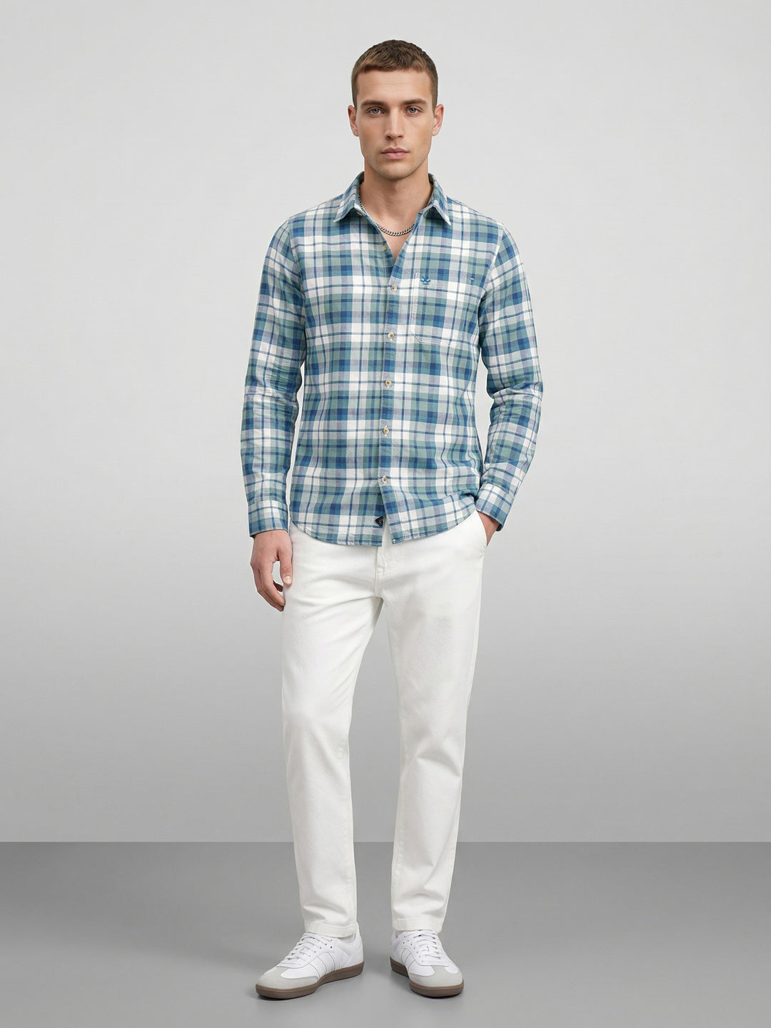 Regular Fit Checkered Shirt | Blue