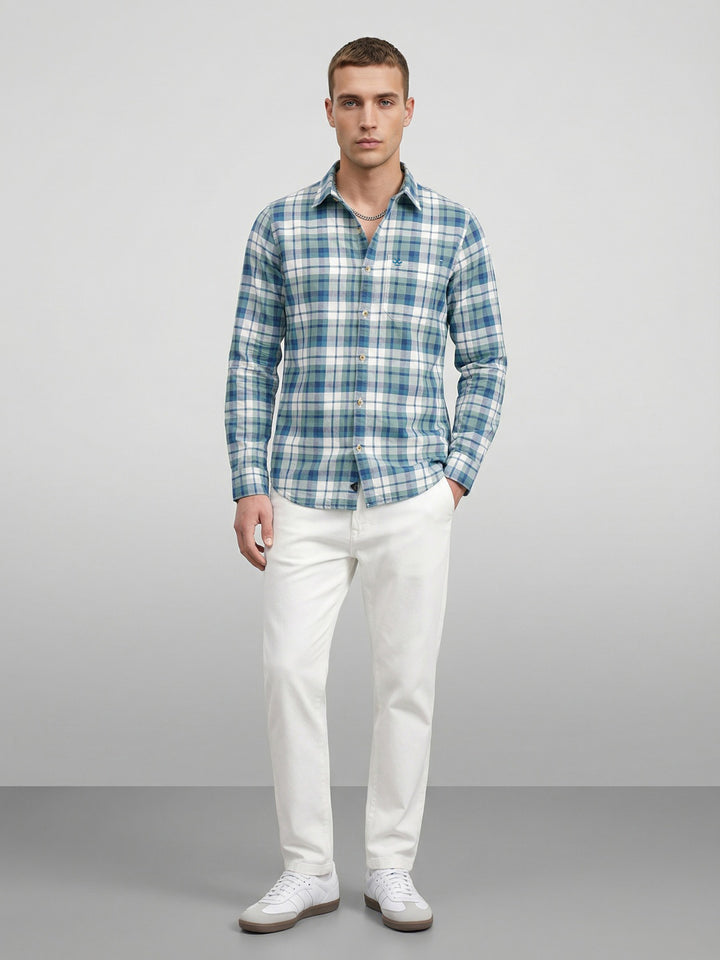 Regular Fit Checkered Shirt | Blue