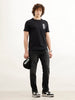 Placement Printed Slim Fit T-Shirt | Black