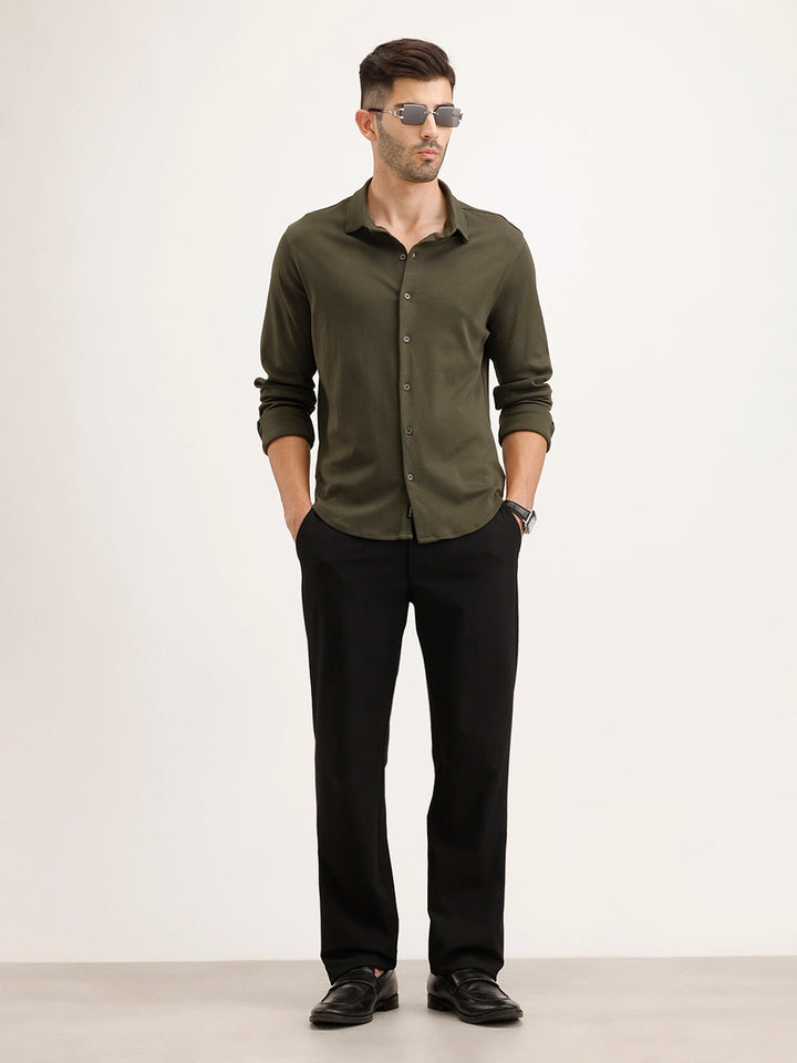 Slim Fit 100% Cotton Shirt | Olive