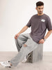 Oversized Cut & Sew Patch Tshirt | Dark Grey