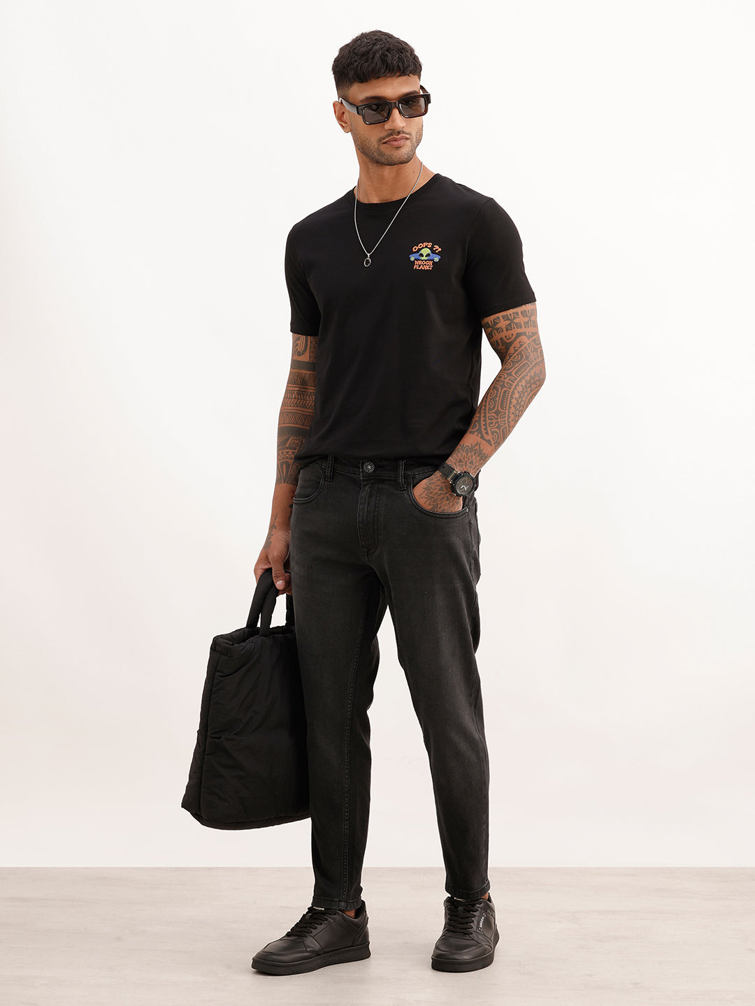 Faded Skinny Crop Fit Denim Jeans | Black