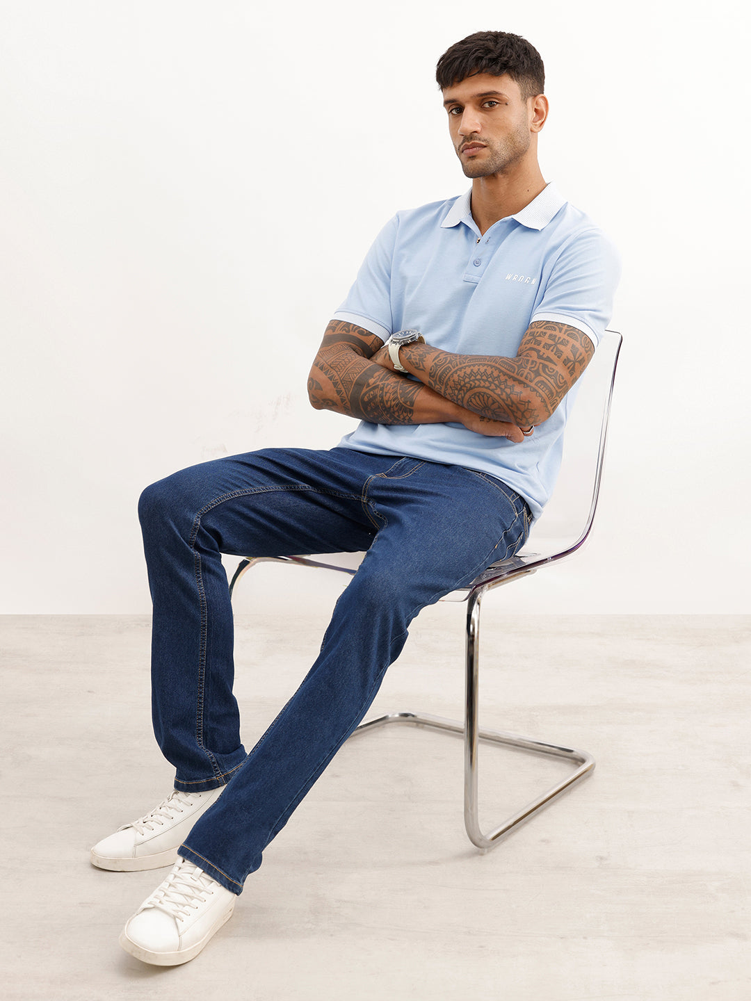 Solid Straight Fit Denim Jeans | Blue