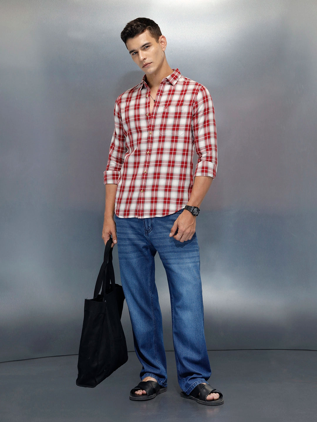 Men's Casual Regular Fit Checkered Pattern Shirt | Red
