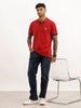 Regular Fit Contrast Sleeve Polo T-Shirt | Red