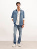 Indigo Washed Casual Regualr Fit Denim Shirt | Blue