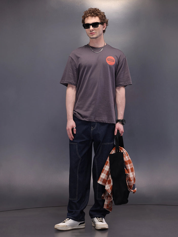 Back Printed Oversized T-Shirt | Dark Grey