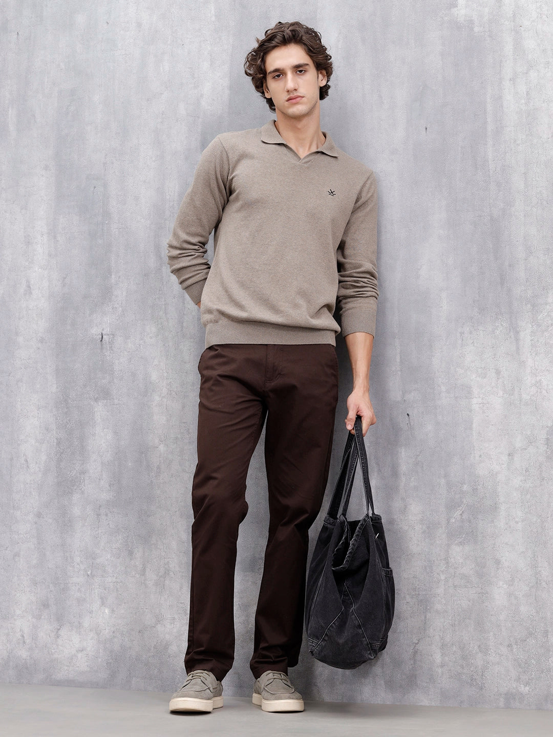 Men's Casual Slim Fit Trousers | Brown