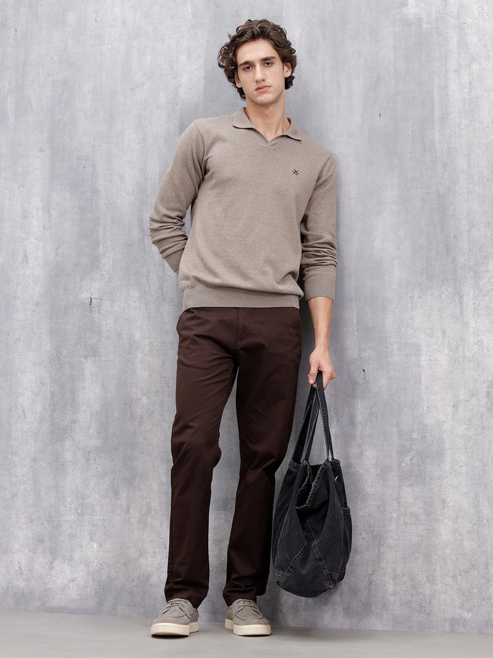 Men's Casual Slim Fit Trousers | Brown