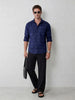 Men's casual slim fit abstract pattern shirt | Navy Blue