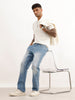 Straight Fit Strip Detail Denim Jeans | Light Blue
