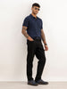 Solid Slim Fit Textured Polo T-Shirt | Navy Blue