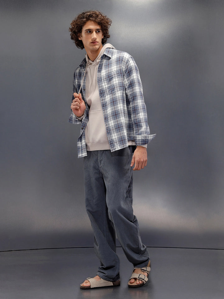 Textured Comfort Fit Checkered Pattern Shirt | Grey