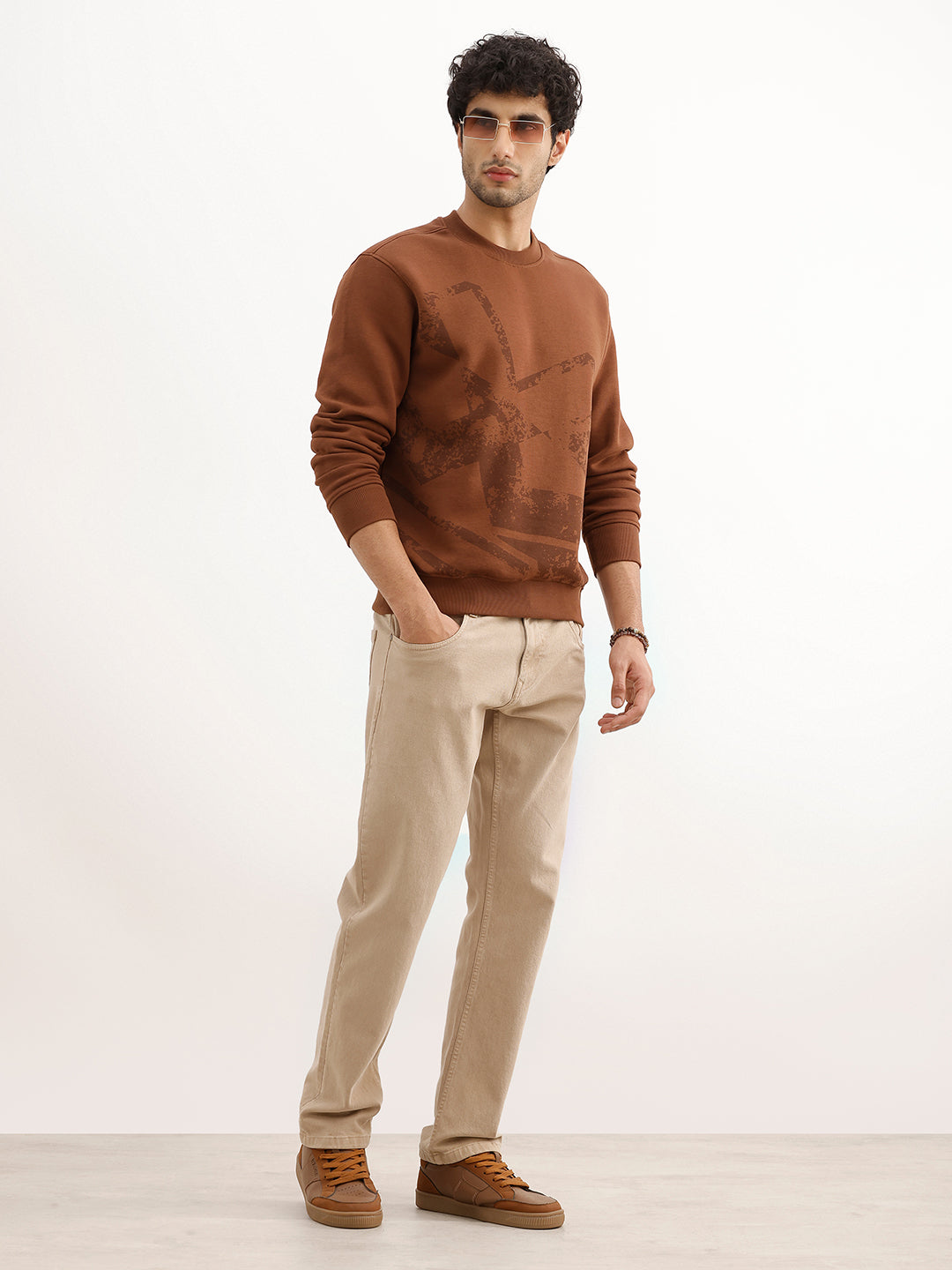Classic Placement Printed Sweatshirt | Brown