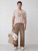Slim Fit Placement Printed T-Shirt | Beige