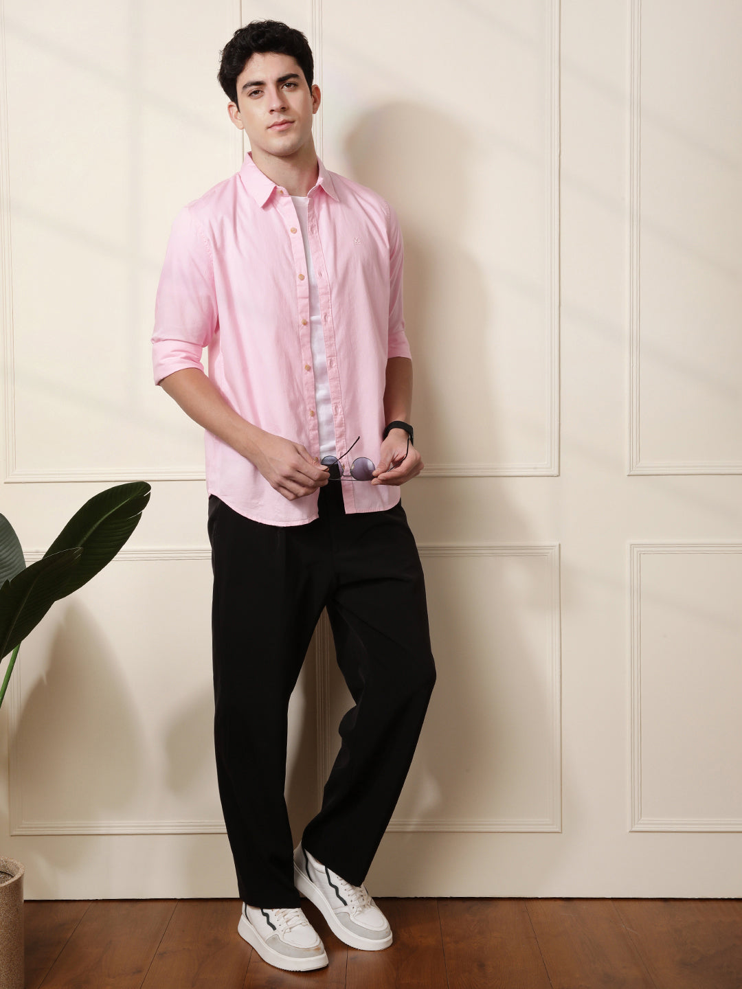 Solid Pink Slim Fit Shirt