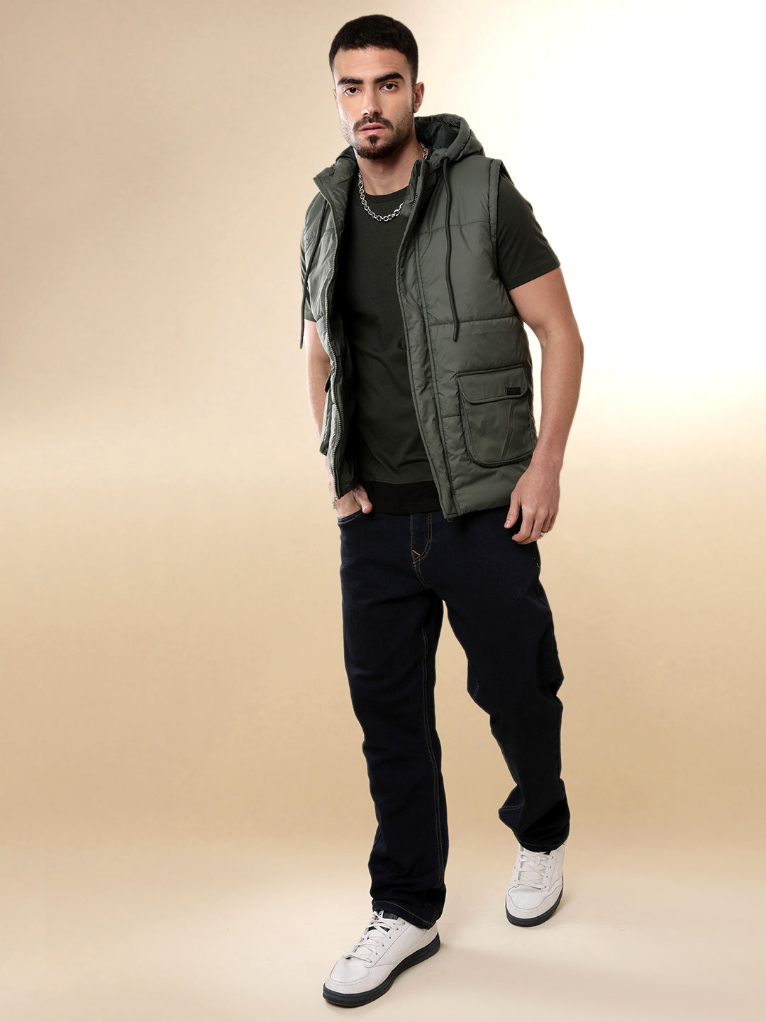 Hooded Olive Puffer Jacket