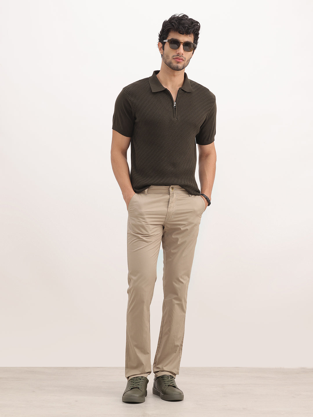 Solid Slim Fit Trouser | Khaki