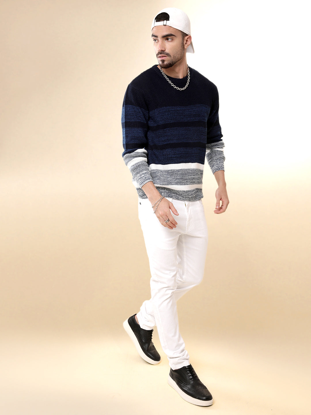 Knitted Blue Classic Sweater