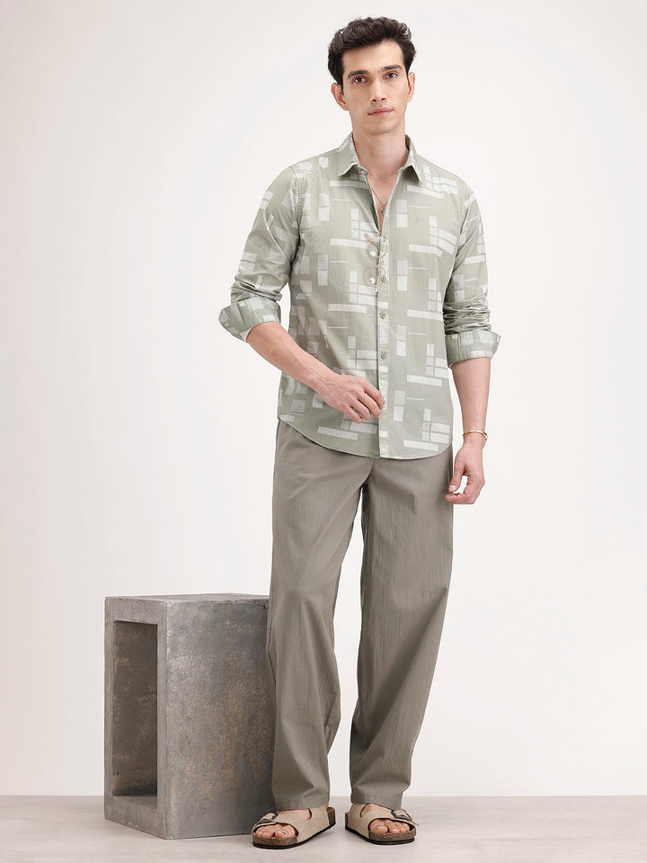 Regular Fit AOP Shirt | Green