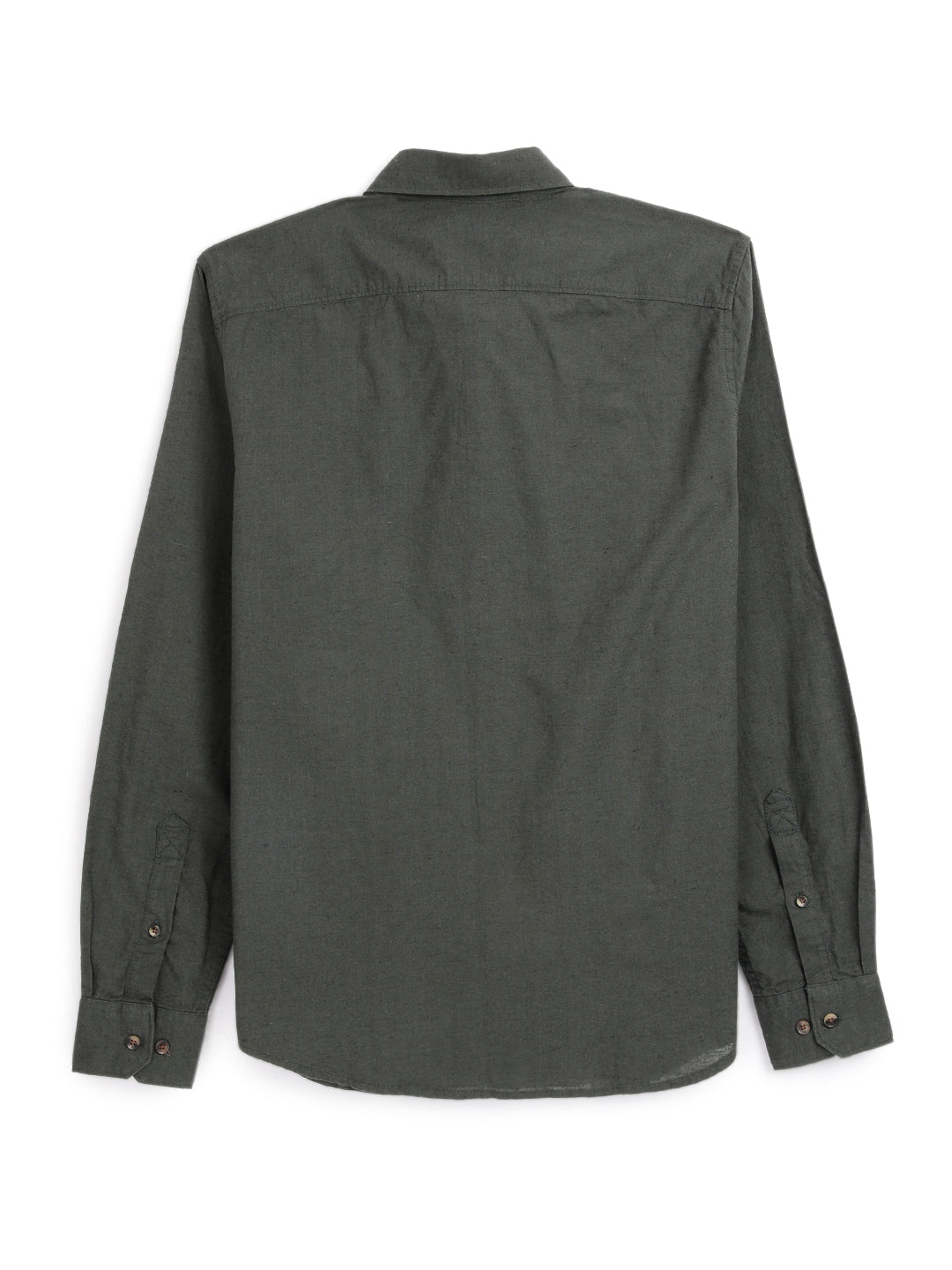 Solid Olive Cotton Linen Shirt