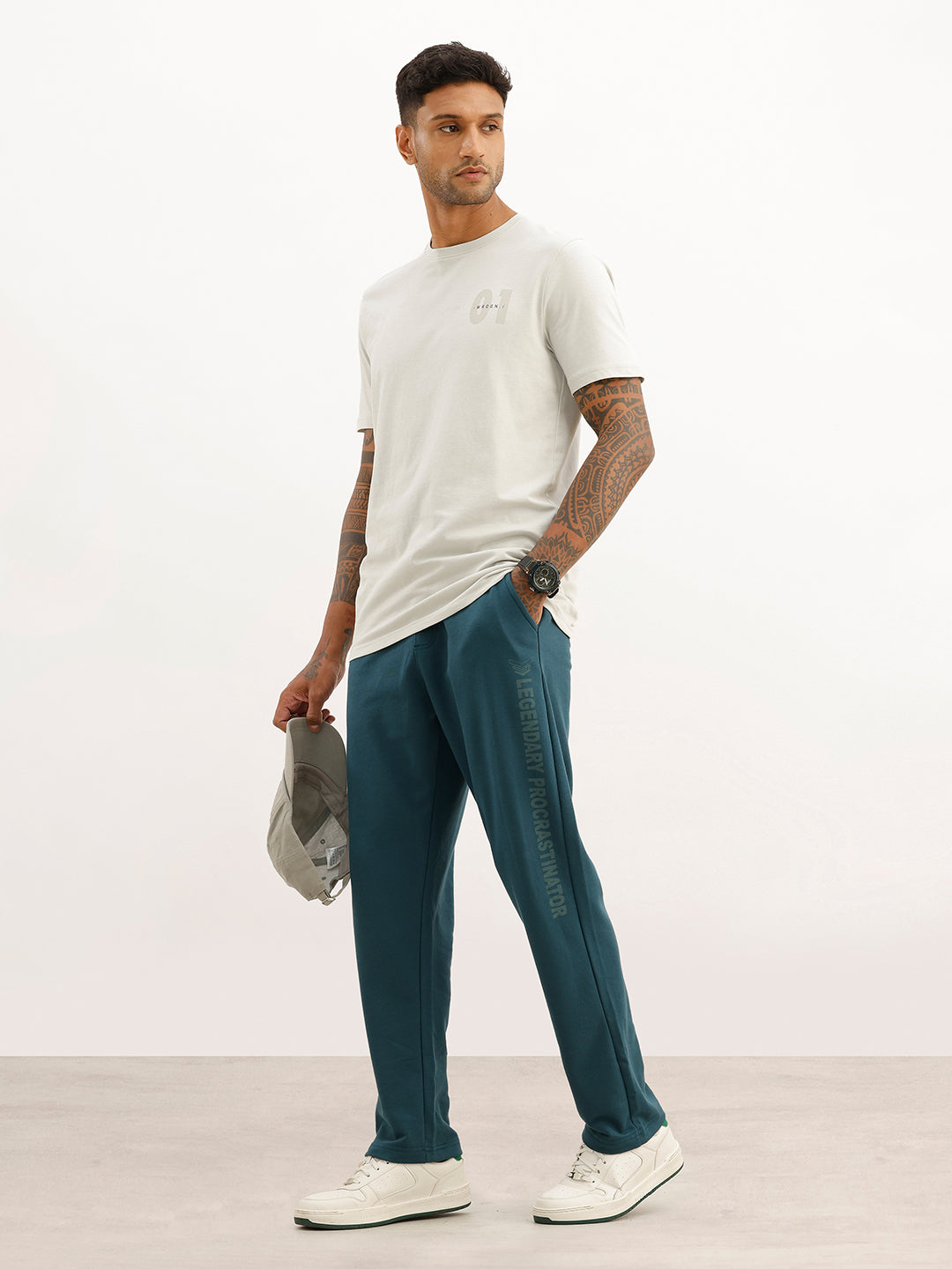 Regular Fit Placement Printed Jogger | Teal