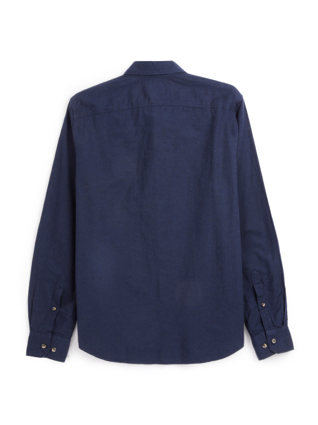 Solid Navy Cotton Linen Shirt