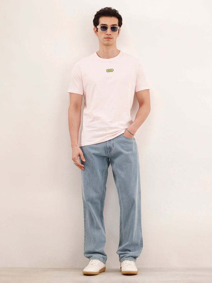 Slim Fit Placement Printed T-Shirt | Pink