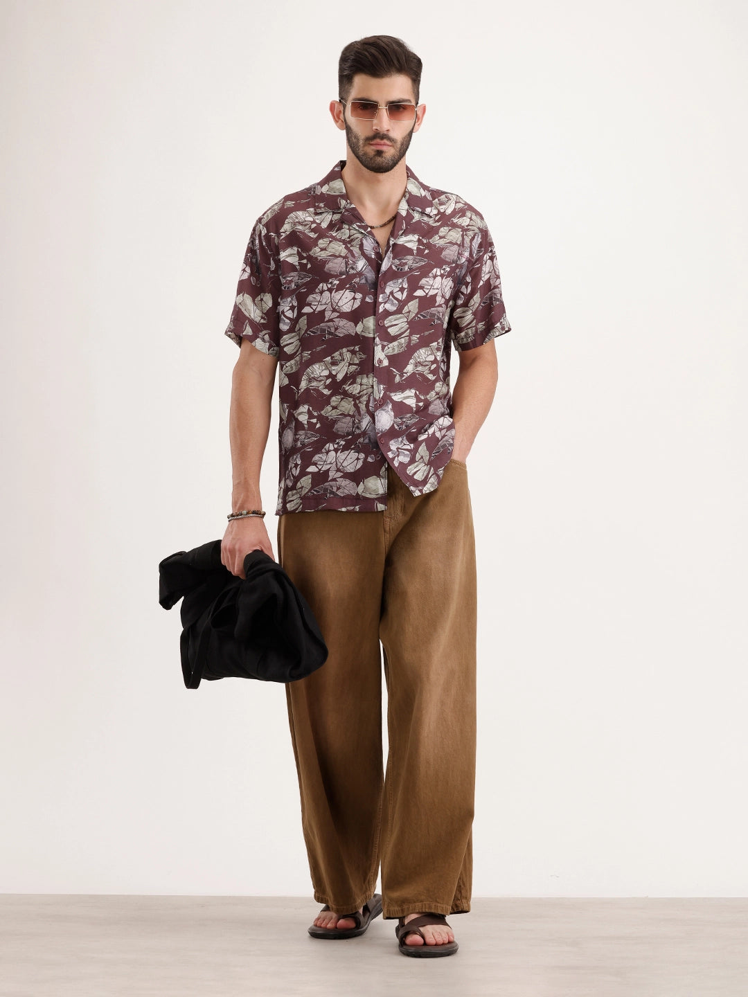 Regular Fit AOP Half Sleeve Shirt | Maroon