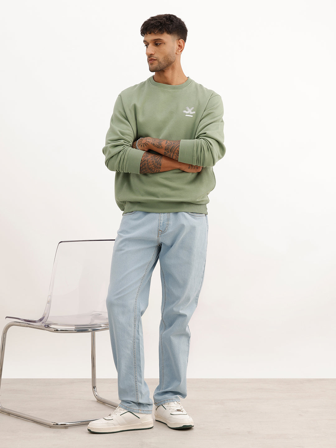 Comfort Fit Placement Printed Sweatshirt | Green