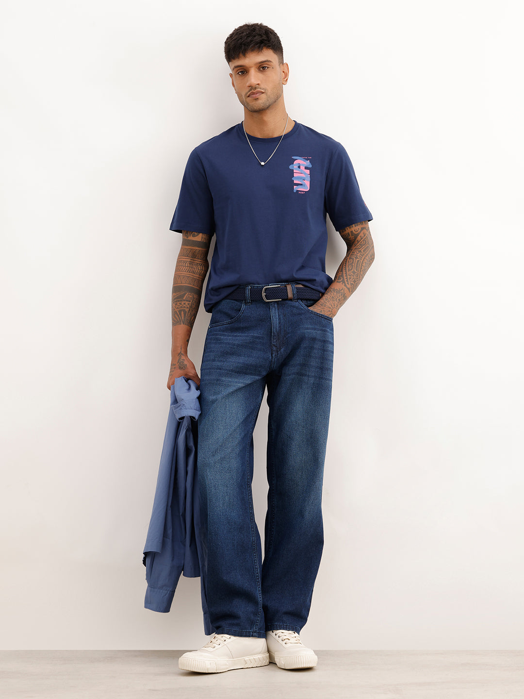 Comfort Fit Placement Printed T-Shirt | Blue