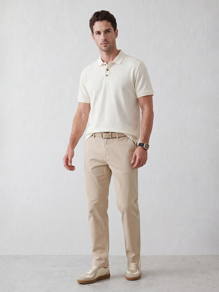Slim Fit Half Sleeve Polo T-Shirt | Off White