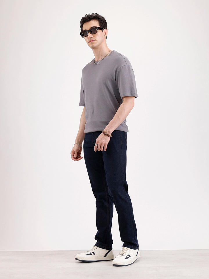 Solid Straight Fit Denim Jeans   |  Blue