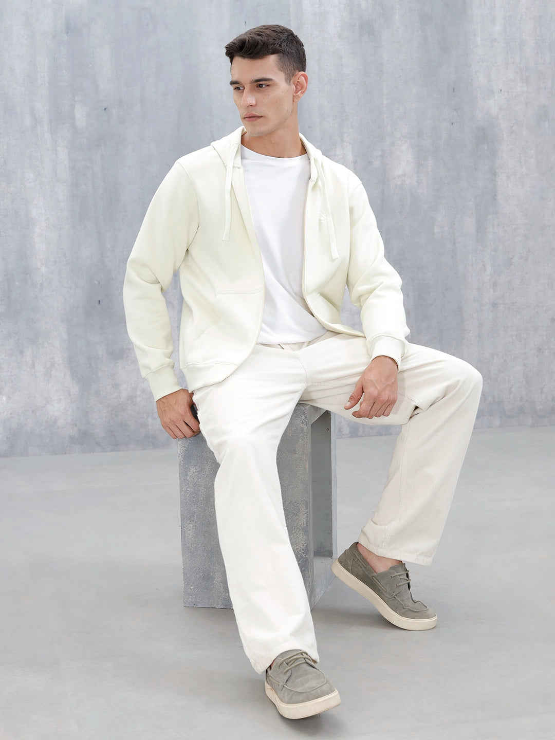 Men’s Solid Zip-Up Hoodie Sweatshirt | Aloe Wash