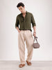 Solid Slim Fit Linen Blend Shirt  | Olive