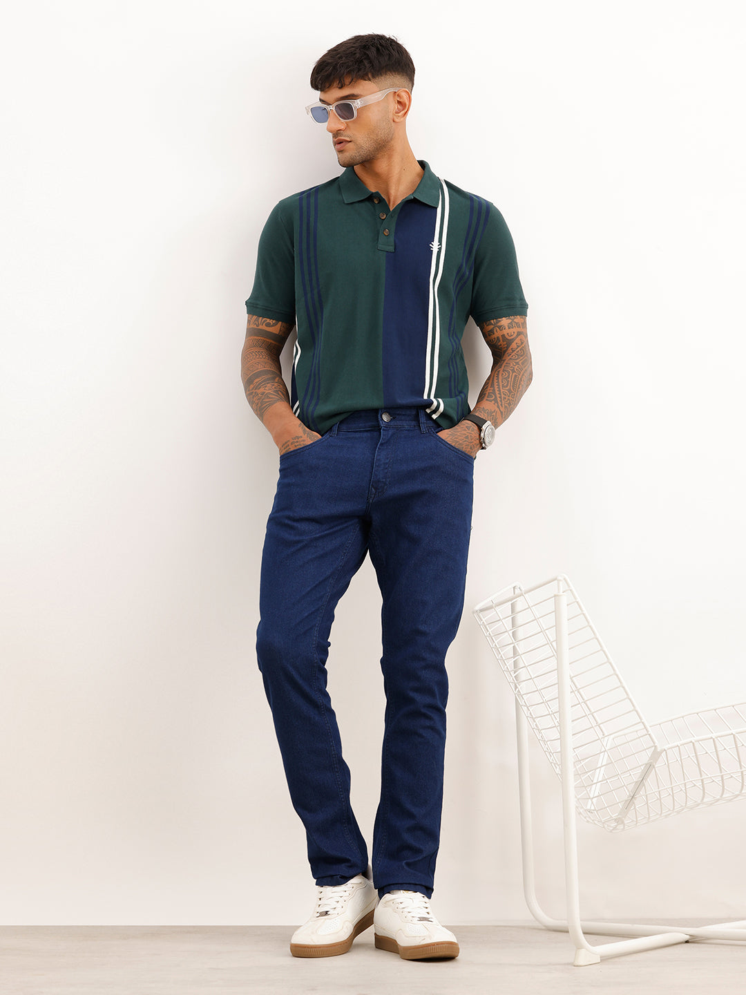 Slim Fit Placement Printed Polo T-Shirt | Dark Green