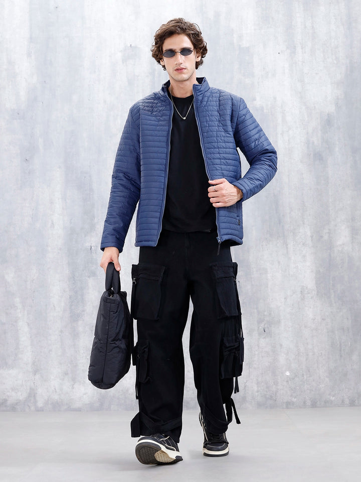 Men's Casual Regualr Fit Puffer Jacket  | Navy Blue