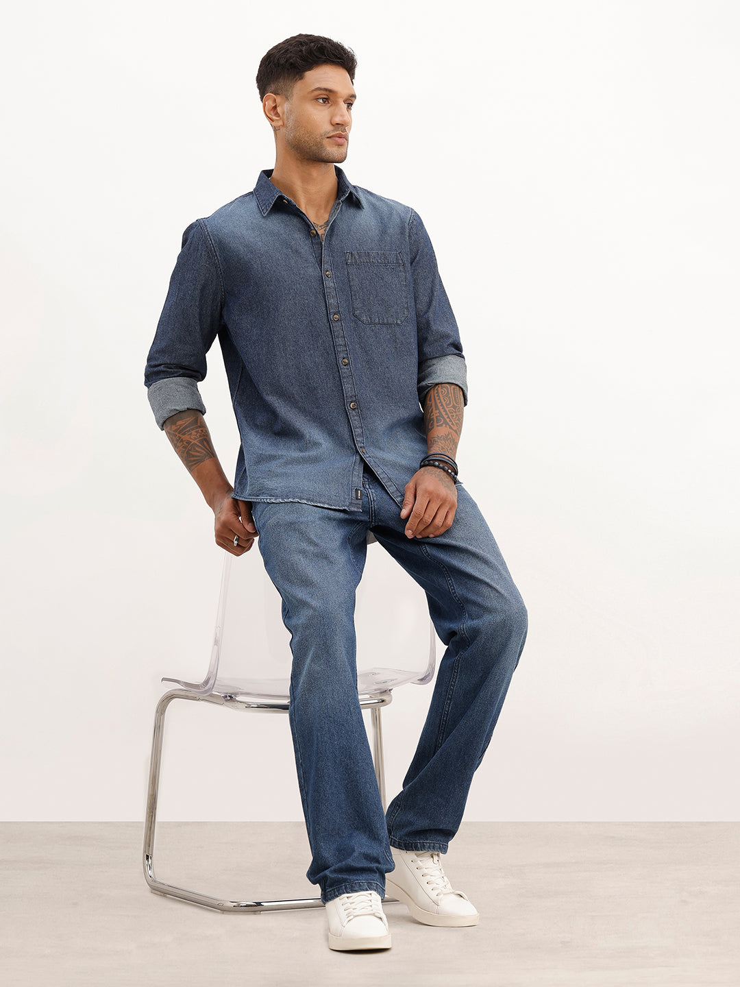 Classic Regular Fit Denim Shirt | Blue