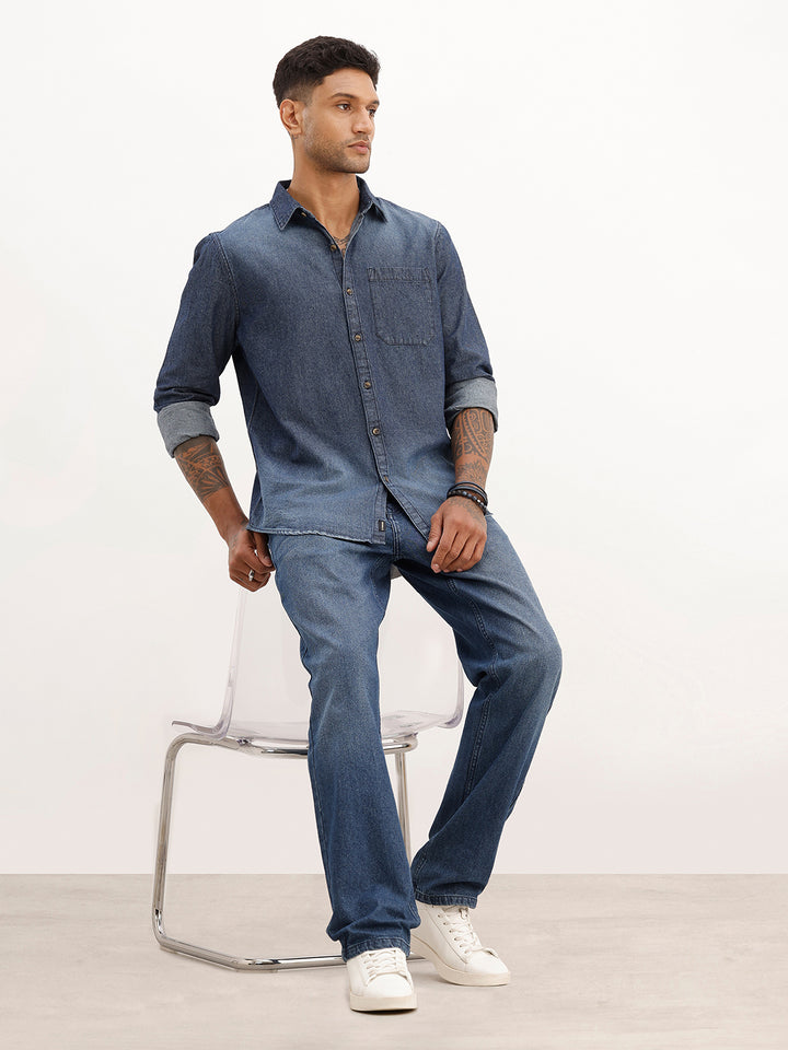 Classic Regular Fit Denim Shirt | Blue